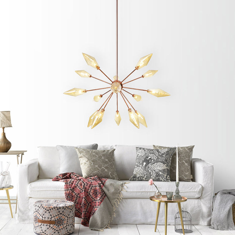 Industrie -Diamantbern-/klarer Glaskronleuchterlampe 9/12/15 Lichter hängende Deckenbehandlung mit Starburst -Design