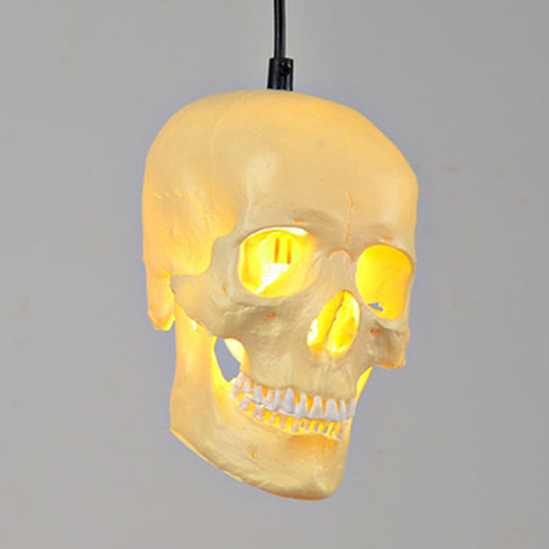 1 Light Pendant Lighting Farmhouse Skull Shaped Resin Hanging Light Kit in White