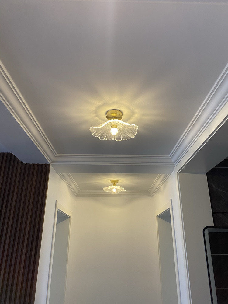 Glass Shaded Ceiling Mounted Fixture Minimalist Style Gold Ceiling Flush Mount for Aisle