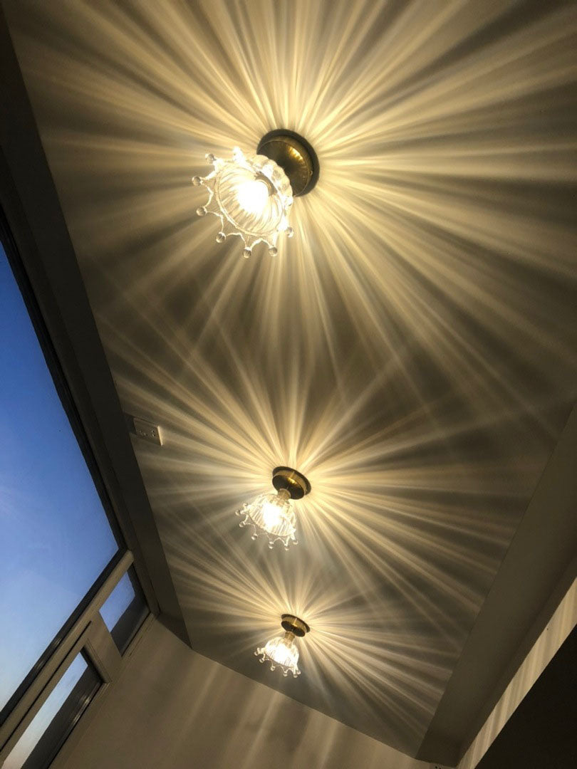 Glass Shaded Ceiling Mounted Fixture Minimalist Style Gold Ceiling Flush Mount for Aisle