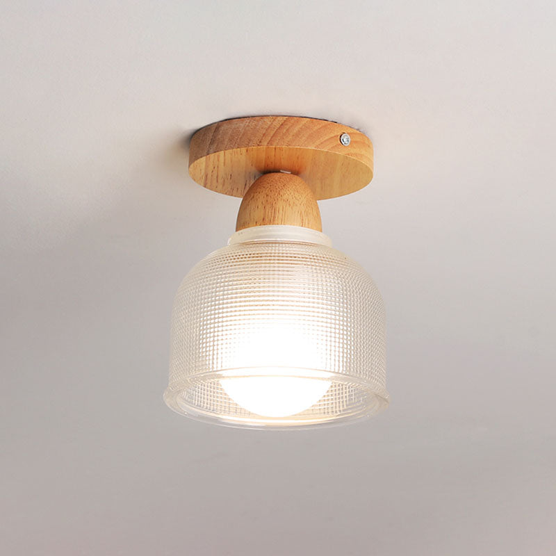 Luz de techo de semi rascillo sombreado nórdico Aisillo de madera Semi Flush Lights en transparente