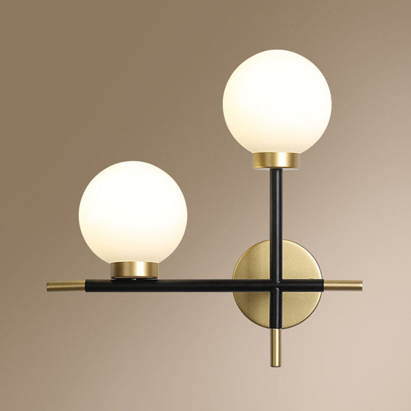 Globe Sconce Light Fixture Simplicity Style Glass Bedroom Wall Sconce Lighting in Gold-Black