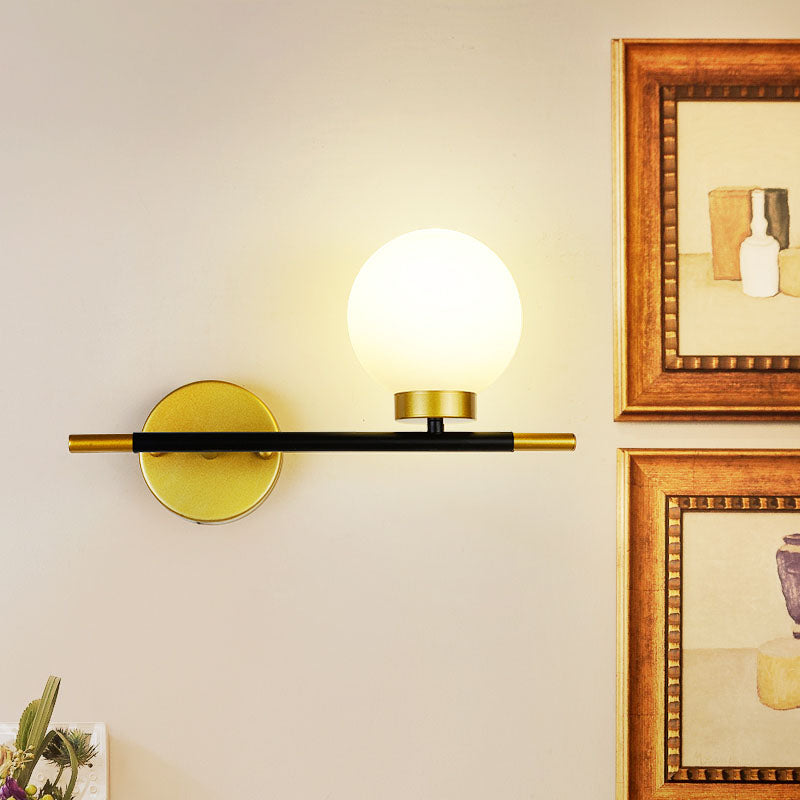 Globe Sconce Light Fixture Simplicity Style Glass Bedroom Wall Sconce Lighting in Gold-Black