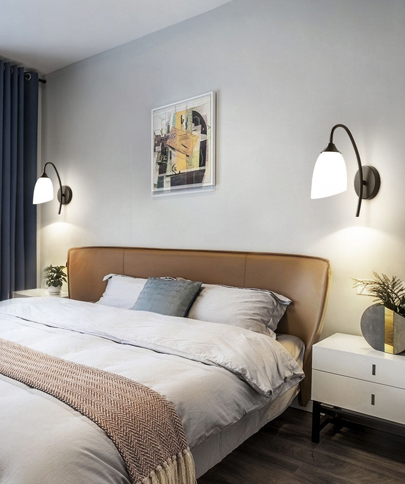 Éclairage mural de chambre à coucher ombragée Verre en verre nordique de style nordique Éclairage mural en noir