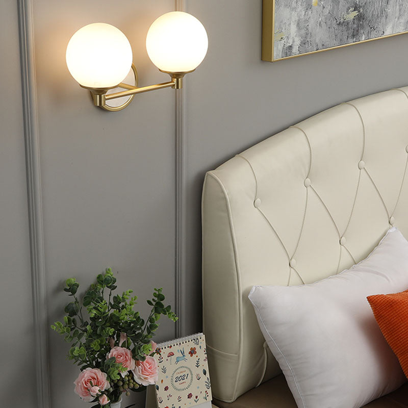 White Sphere Wall Light Sconce Modern Glass Wall Mount Light Fixture for Bedroom
