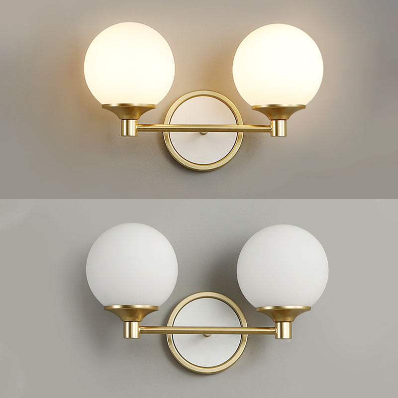 White Sphere Wall Light Sconce Modern Glass Wall Mount Light Fixture for Bedroom