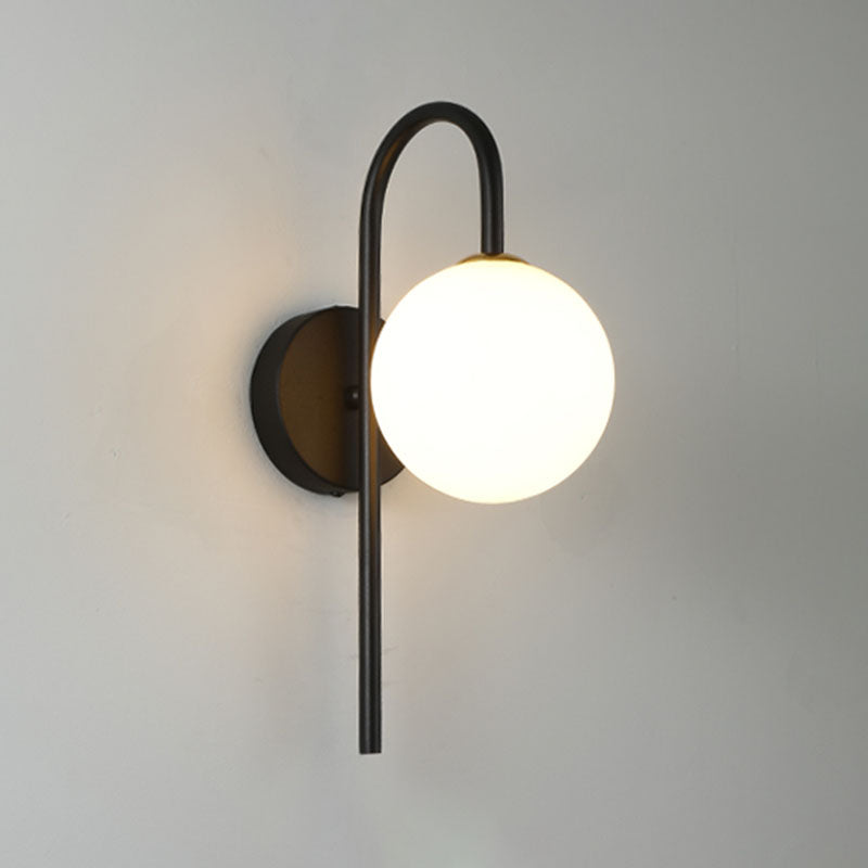 Glass Gooseneck Wall Sconce Lighting Nordic-Style Wall Mounted Light Fixture for Bedroom