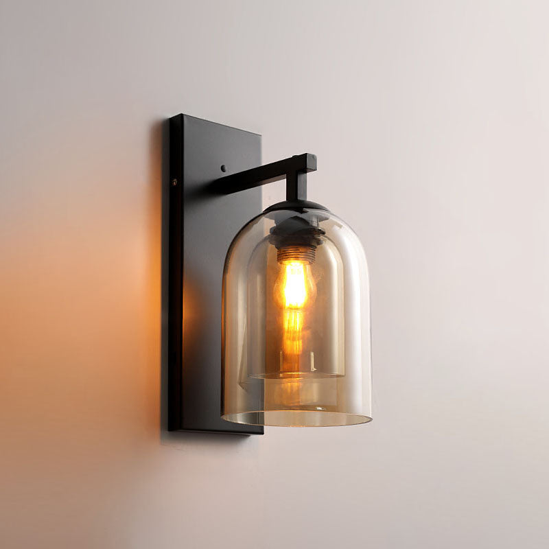 Nordic-Style Shaded Wall Mounted Light Fixture Glass Bedroom Wall Sconce Lighting