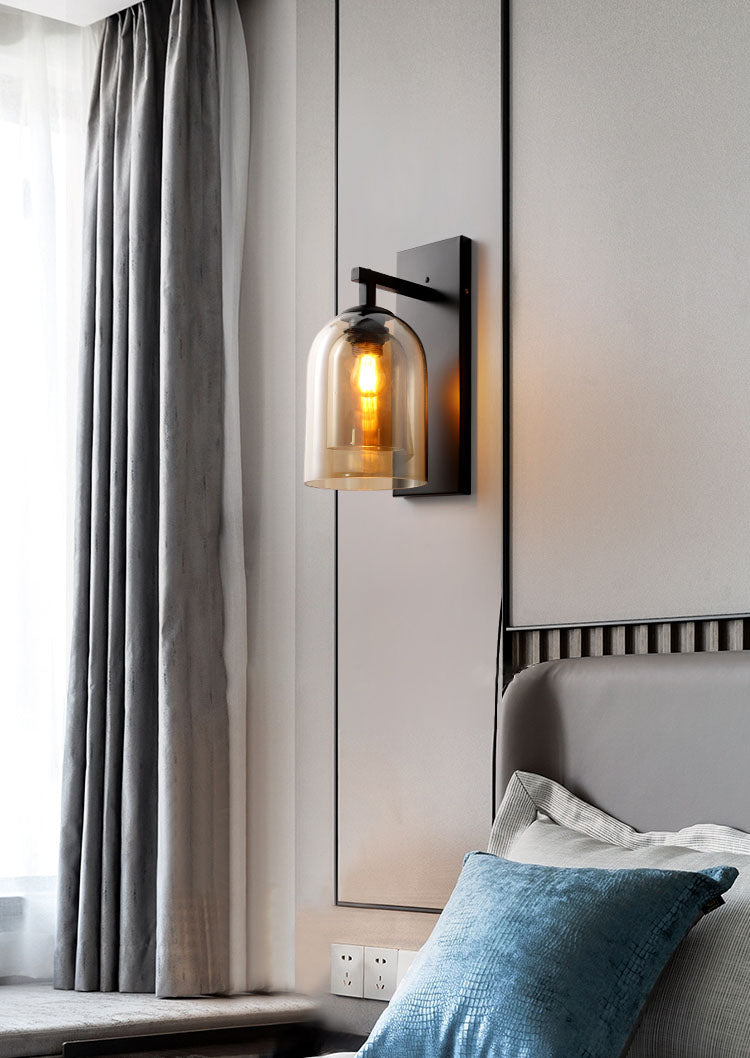 Lámpara de pared sombreada de estilo nórdico luminoso de pared de la pared del dormitorio del dormitorio