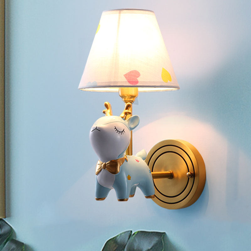 Minimalist Style Wall Sconce Lighting Deer Sconce Light Fixture with Fabric Shade
