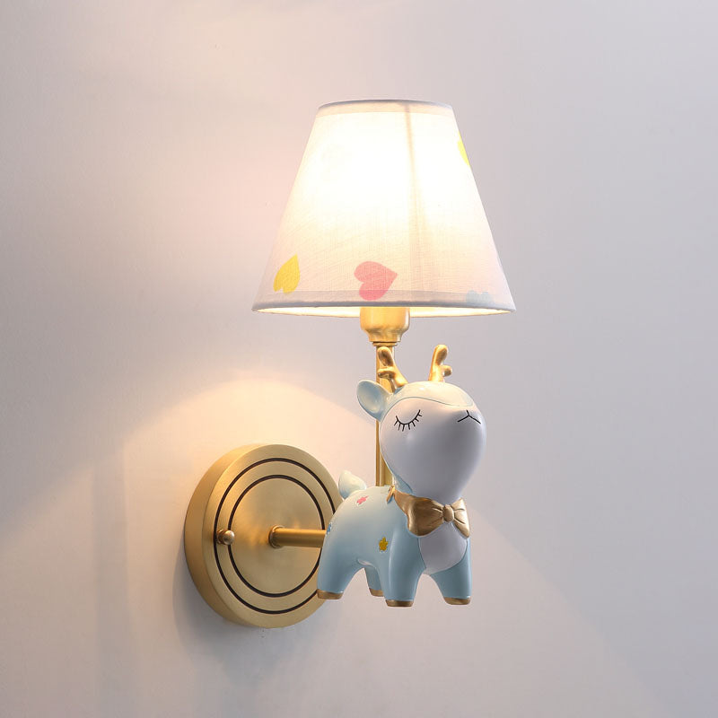Minimalist Style Wall Sconce Lighting Deer Sconce Light Fixture with Fabric Shade