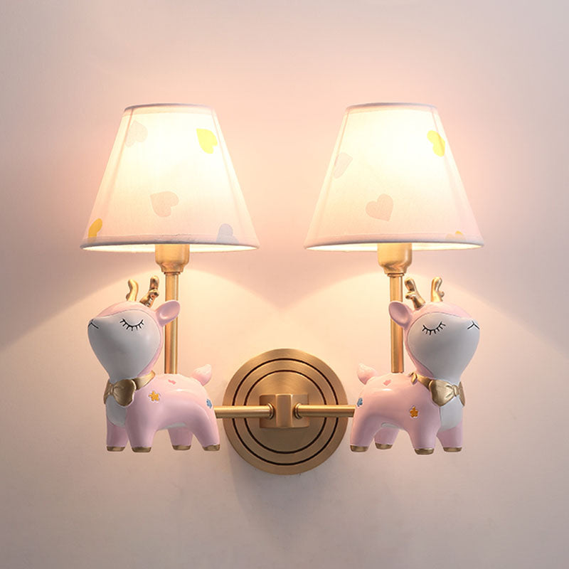 Minimalist Style Wall Sconce Lighting Deer Sconce Light Fixture with Fabric Shade