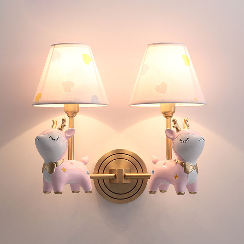 Minimalist Style Wall Sconce Lighting Deer Sconce Light Fixture with Fabric Shade