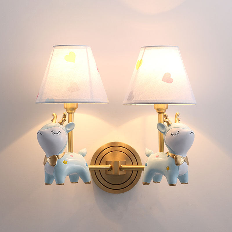 Minimalist Style Wall Sconce Lighting Deer Sconce Light Fixture with Fabric Shade