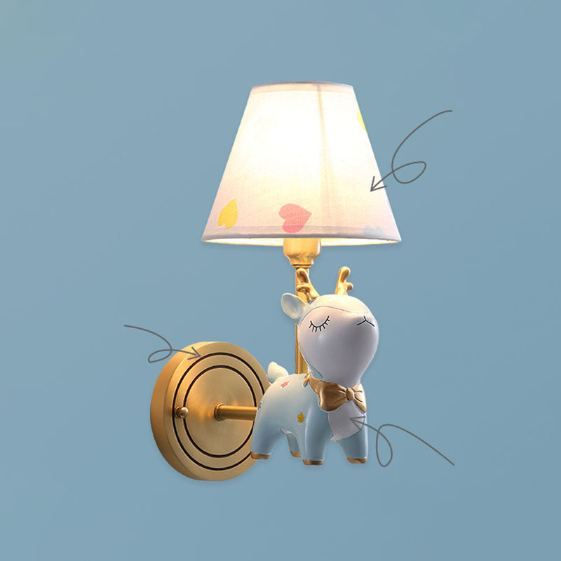 Minimalist Style Wall Sconce Lighting Deer Sconce Light Fixture with Fabric Shade