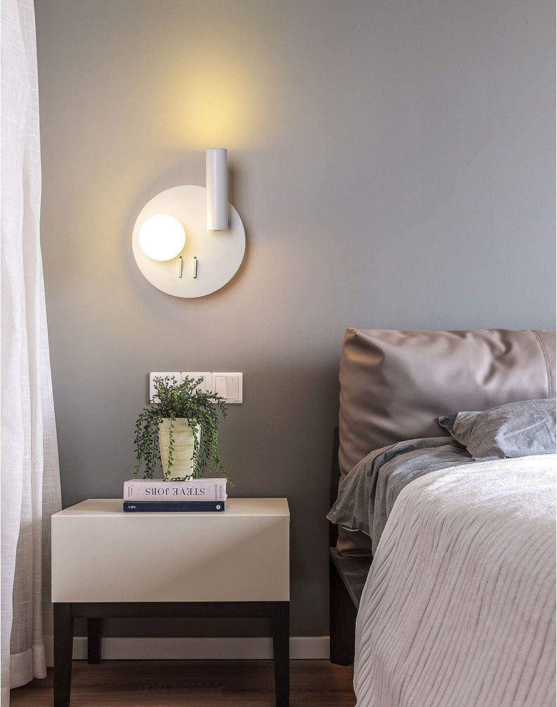 1-Light Minimalisme Acrylique Murce Murce Lampe légère murale blanche pour chambre à coucher