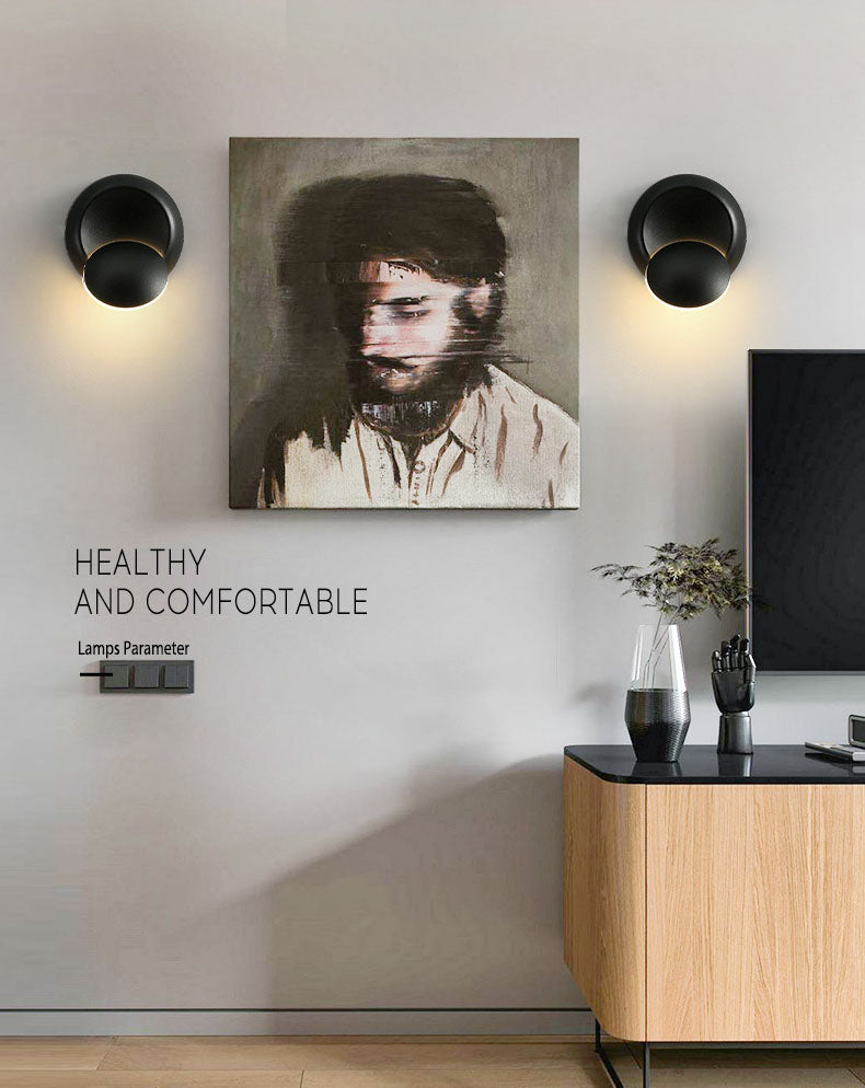 New Modern Aluminum 1-Light Wall Mount Lamp Adjustable Round Wall Sconce for Bedroom