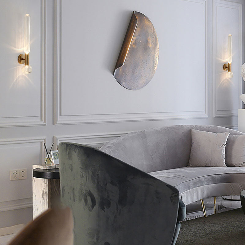 Contemporary Gold Glass Wall Mounted Lighting 1-Light Wall Sconce for Living Room