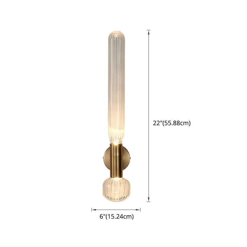 Contemporary Gold Glass Wall Mounted Lighting 1-Light Wall Sconce for Living Room