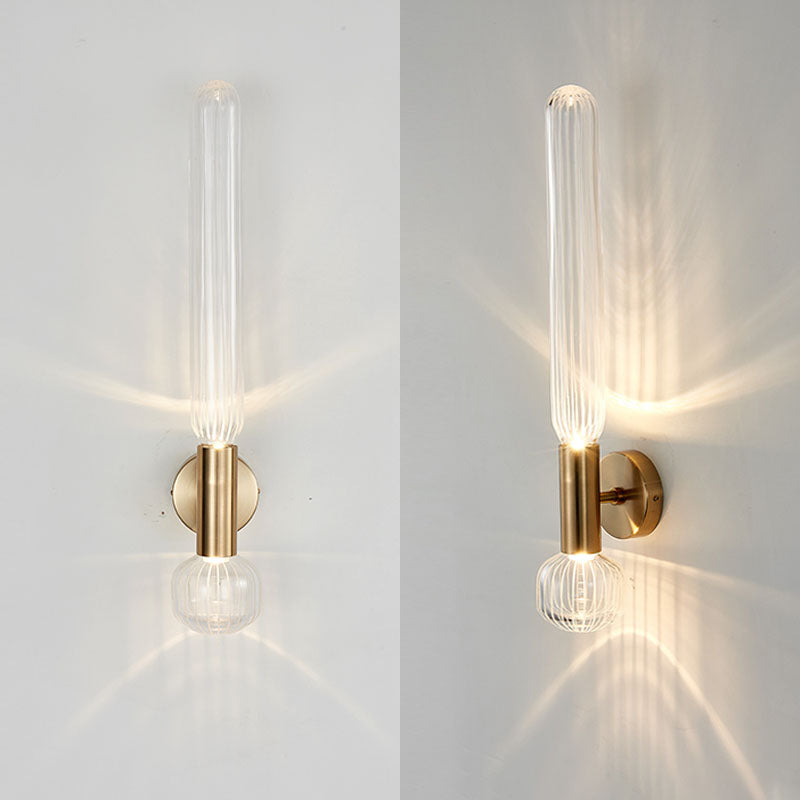 Contemporary Gold Glass Wall Mounted Lighting 1-Light Wall Sconce for Living Room