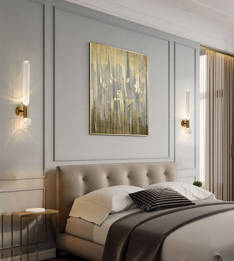 Contemporary Gold Glass Wall Mounted Lighting 1-Light Wall Sconce for Living Room