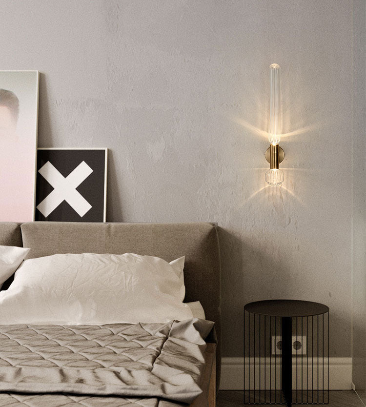 Contemporary Gold Glass Wall Mounted Lighting 1-Light Wall Sconce for Living Room