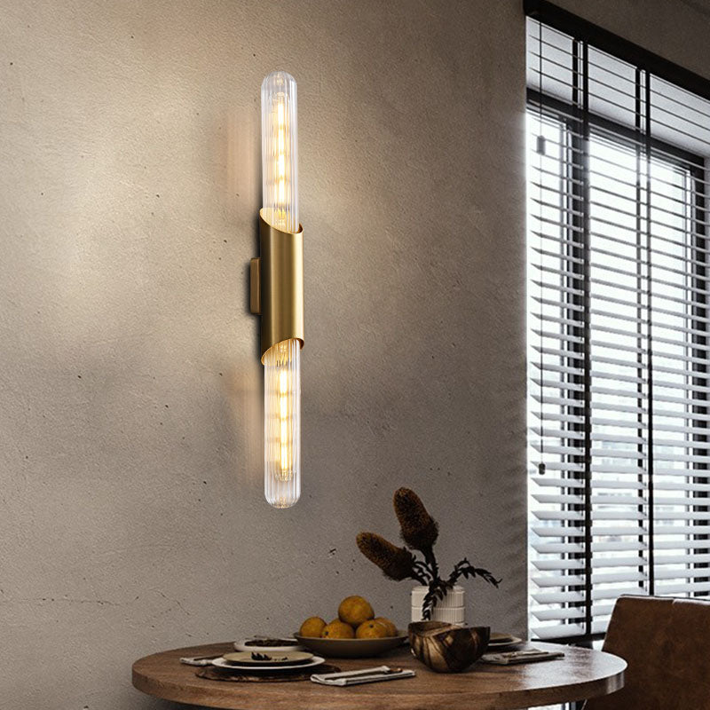 Contemporary Gold Glass Wall Mounted Lighting 1-Light Wall Sconce for Living Room