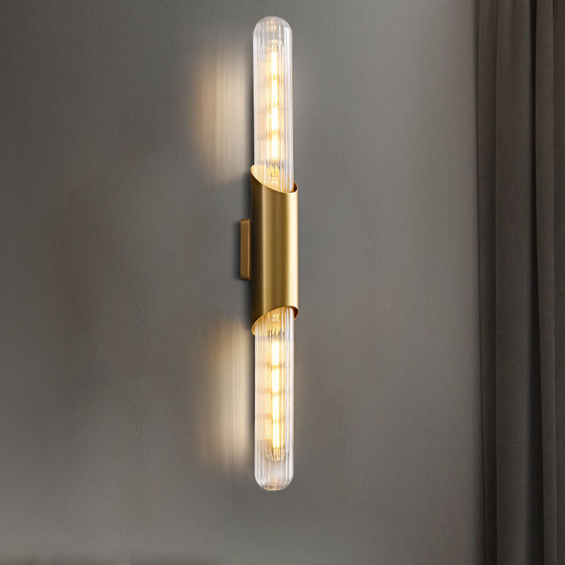 Contemporary Gold Glass Wall Mounted Lighting 1-Light Wall Sconce for Living Room