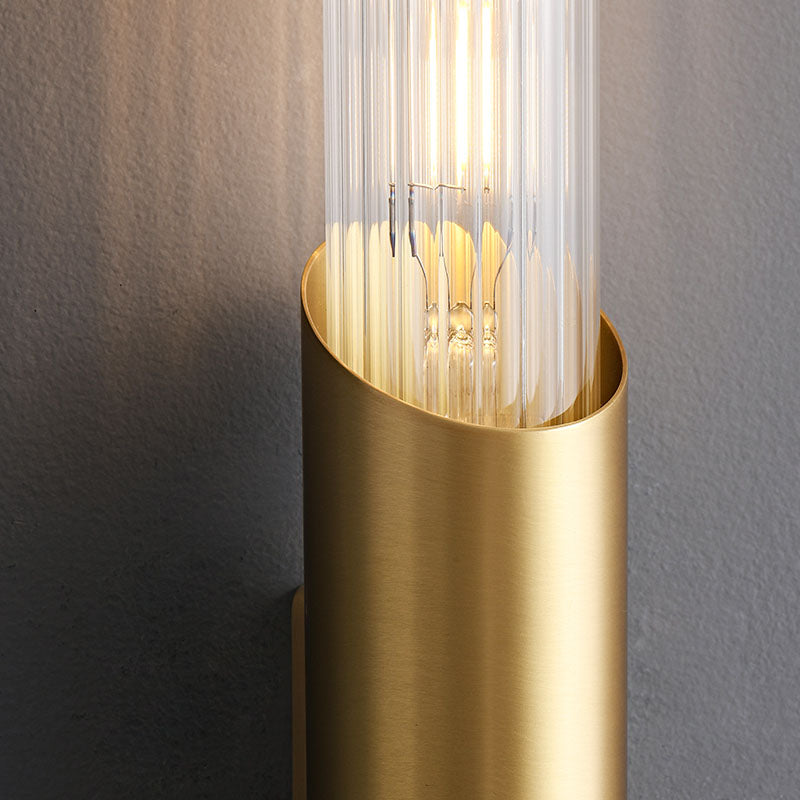Contemporary Gold Glass Wall Mounted Lighting 1-Light Wall Sconce for Living Room