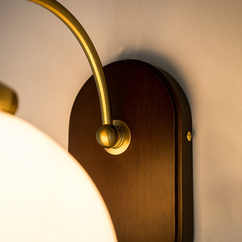 Contemporary Armed Wall Mounted Light Fixture 1-Light Glass Sconce Light for Bedroom