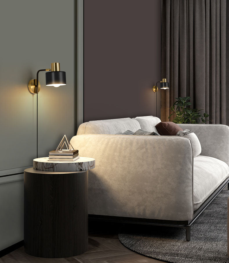 1-Light Black Contemporary Wall Lighting Fixture Metal Adjustable Wall Lighting for Bedroom