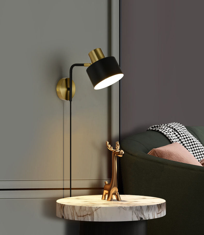 1-Light Black Contemporary Wall Lighting Fixture Metal Adjustable Wall Lighting for Bedroom