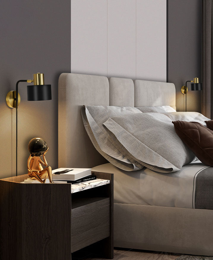 1-Light Black Contemporary Wall Lighting Fixture Metal Adjustable Wall Lighting for Bedroom