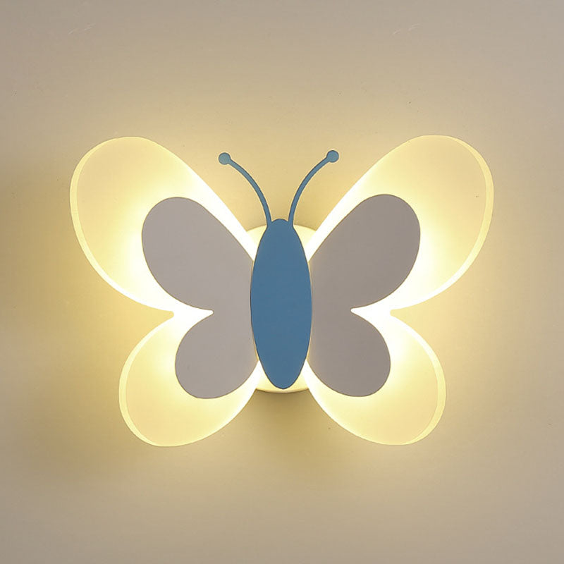 Cartoon Acrylic Wall Lighting 1-Light Butterfly Sconce Light for Children's Room