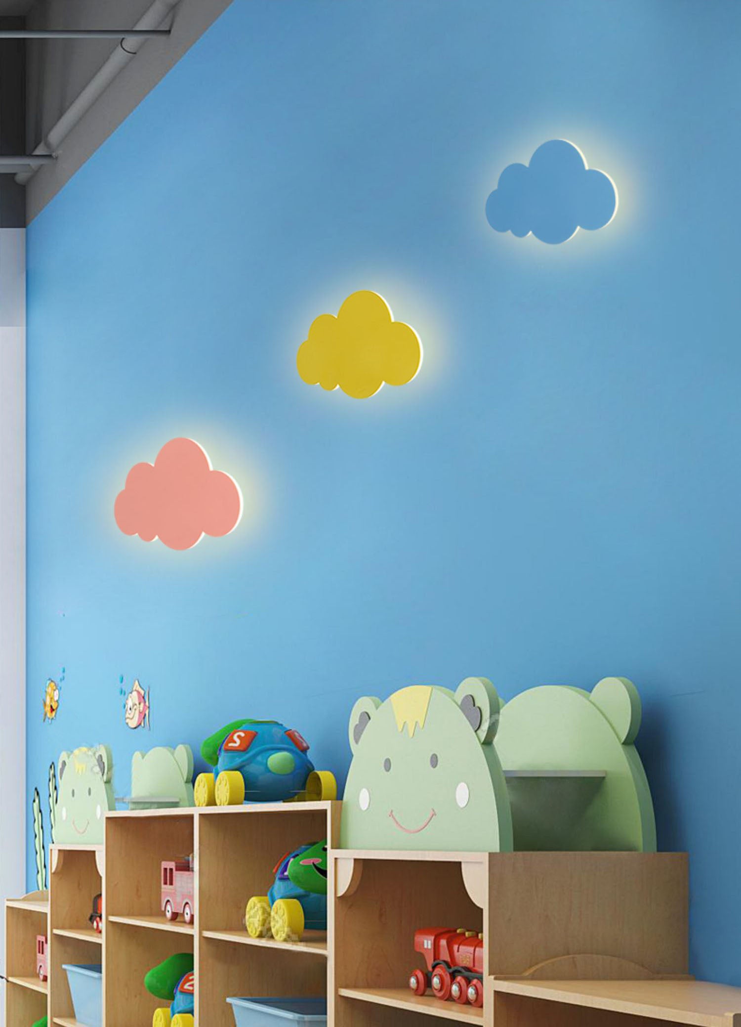 Bambini nuvol ombra a parete montata in ferro battuto con le luci delle pareti per la stanza dei bambini