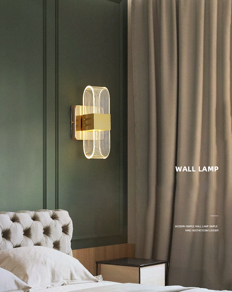 Zeitgenössische LED -Wandleuchter ovales Aluminiumwandmontage Licht für Schlafzimmer