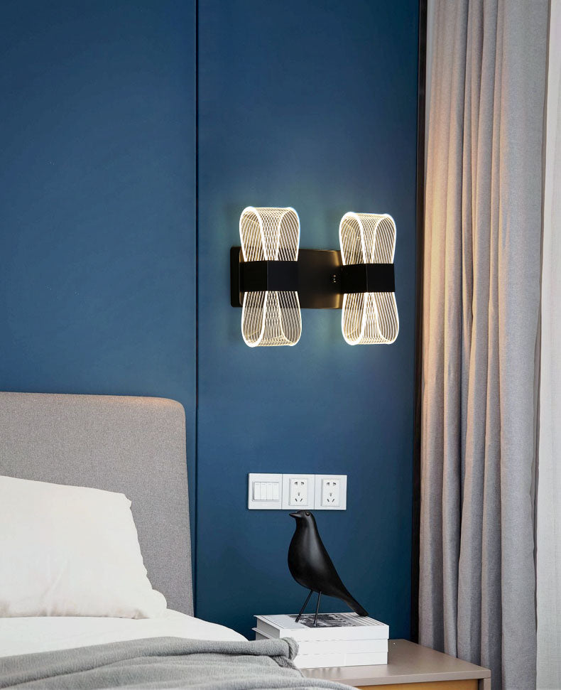 Zeitgenössische LED -Wandleuchter ovales Aluminiumwandmontage Licht für Schlafzimmer