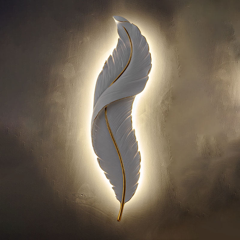 Lámpara de pared contemporánea de pared de resina de plumas de 1 luces para sala de estar para sala de estar