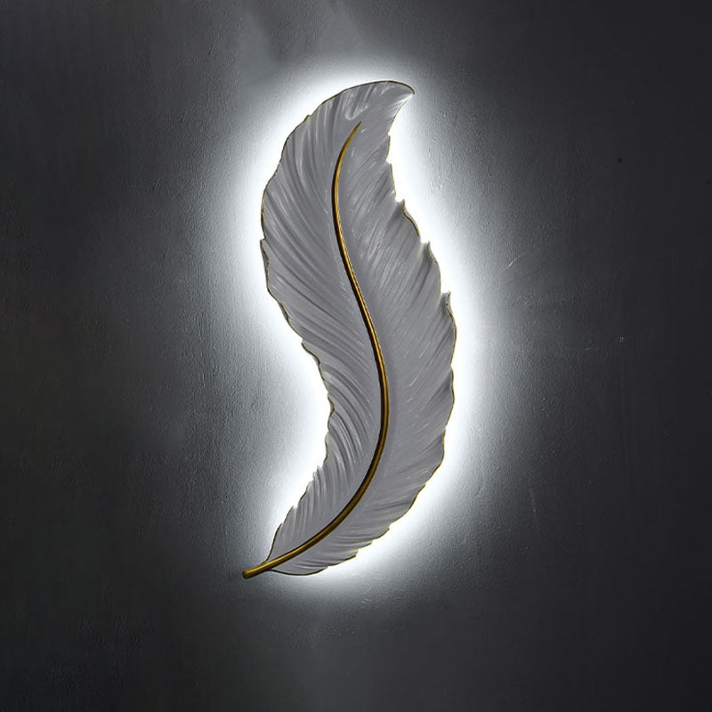 Lámpara de pared contemporánea de pared de resina de plumas de 1 luces para sala de estar para sala de estar