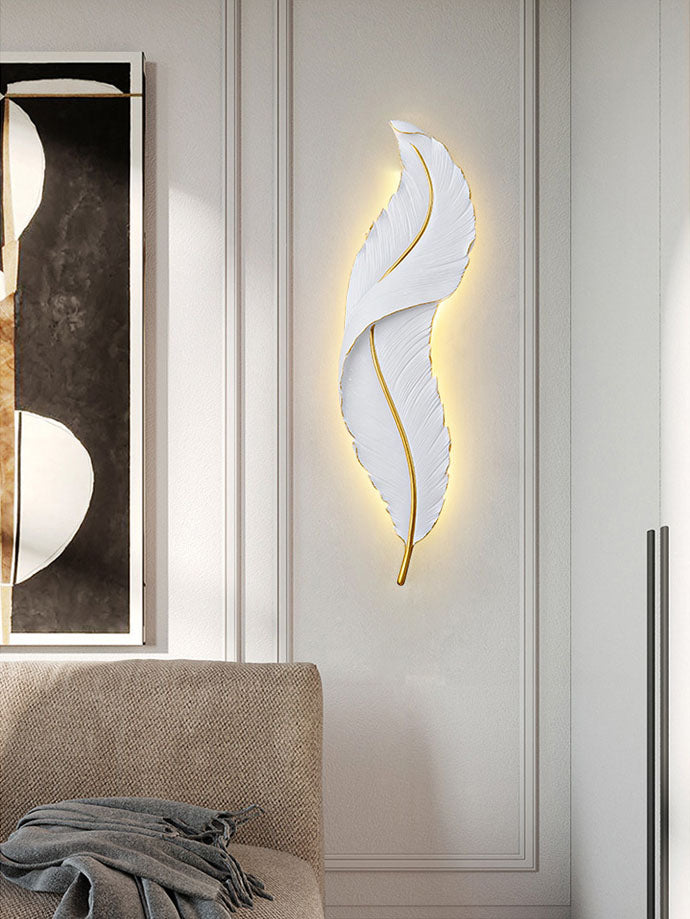 Lámpara de pared contemporánea de pared de resina de plumas de 1 luces para sala de estar para sala de estar