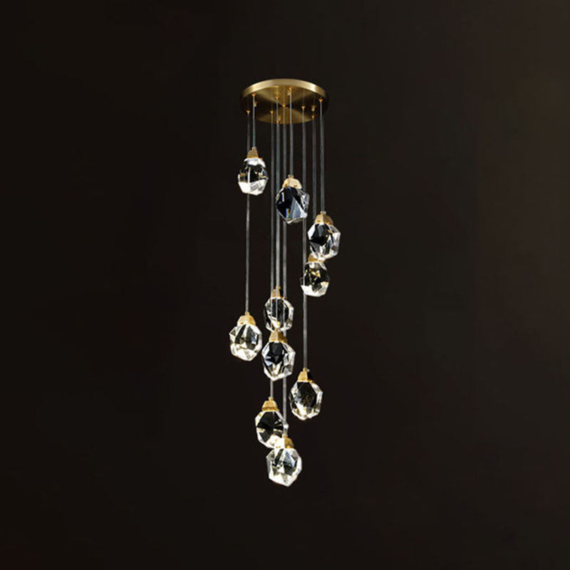 New Modern Gold Tiered Chandelier Light Fixtures Crystal LED Hanging Lamp for Living Room