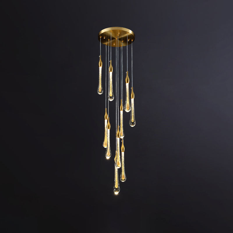 New Modern Gold Tiered Chandelier Light Fixtures Crystal LED Hanging Lamp for Living Room