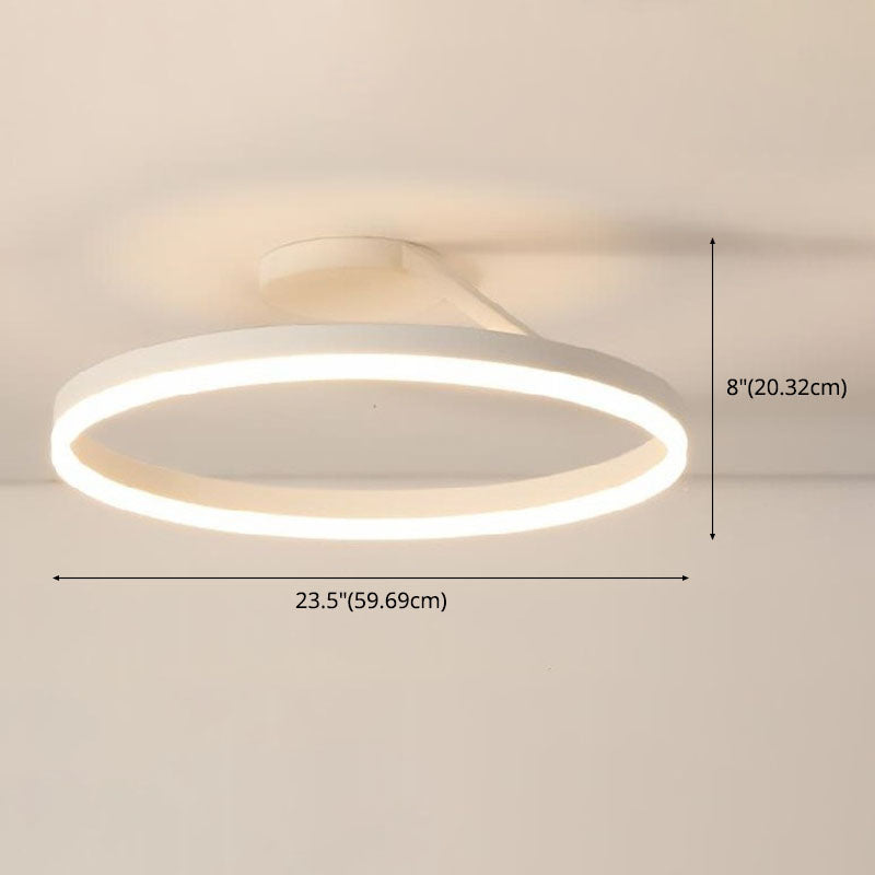 Acrylic Semi Flush Light Fixtures Oval Ring Modern Simplicity Bedroom Ceiling Flush Mount Lights