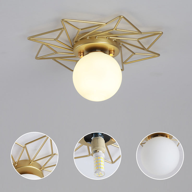 Gold Spherical Flush Mount Ceiling Light Nordic Style Glass Flush Ceiling Light Fixture
