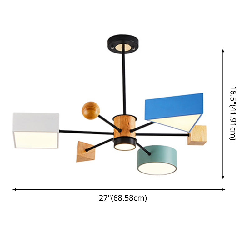 Luce a ciondolo a LED LED in legno con moderno lampadario di macaron in stile creativo con ombra acrilica