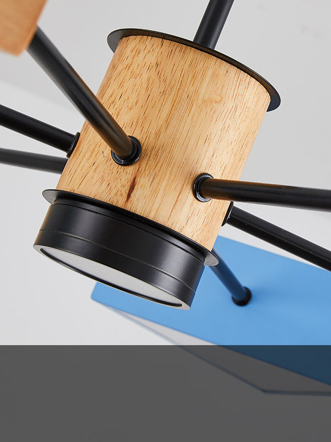 Luce a ciondolo a LED LED in legno con moderno lampadario di macaron in stile creativo con ombra acrilica