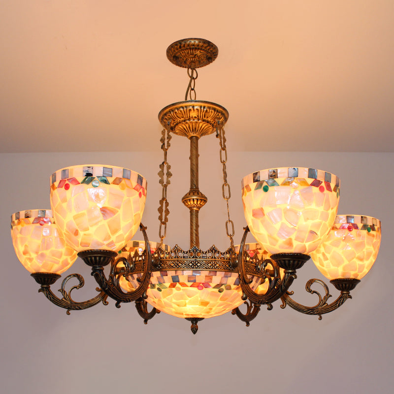 Lustre en bronze en vitrail