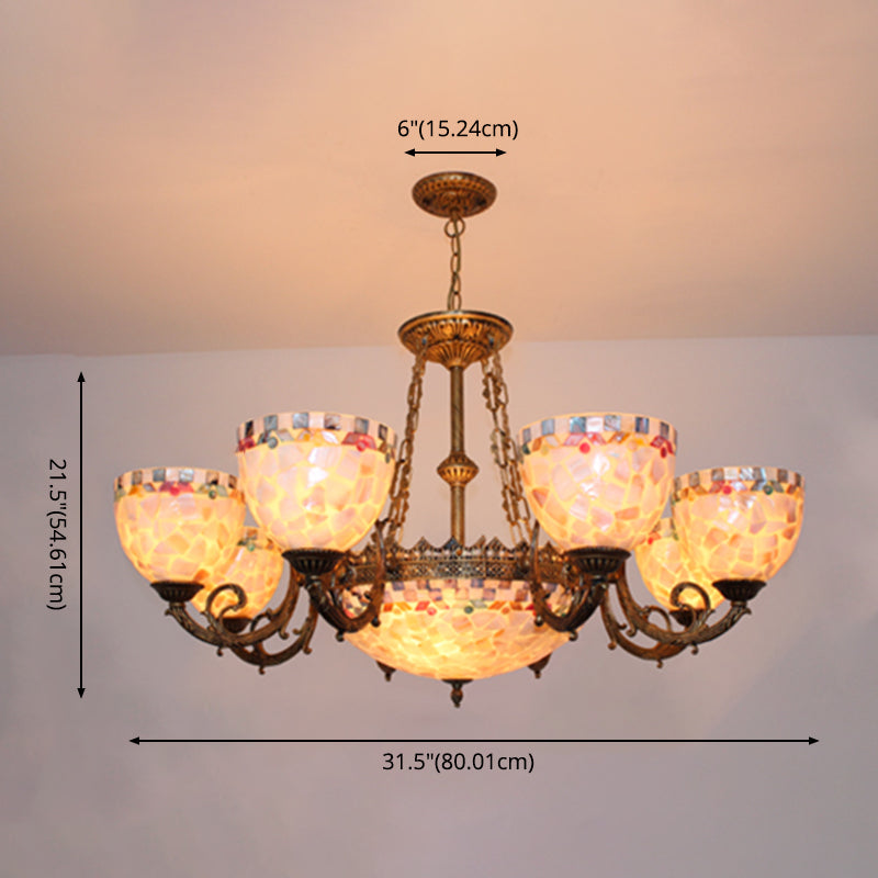 Lustre en bronze en vitrail