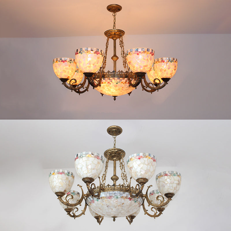 Lustre en bronze en vitrail