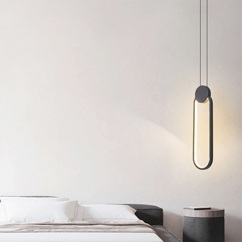 Black Geometric LED Pendant Light in Modern Concise Style Aluminium Hanging Lamp with Acrylic Shade